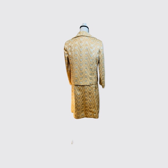 Vintage 1960s Lillie Rubin Gold Tapestry Tunic & Matching Jacket - size 10 - Picture 3 of 11